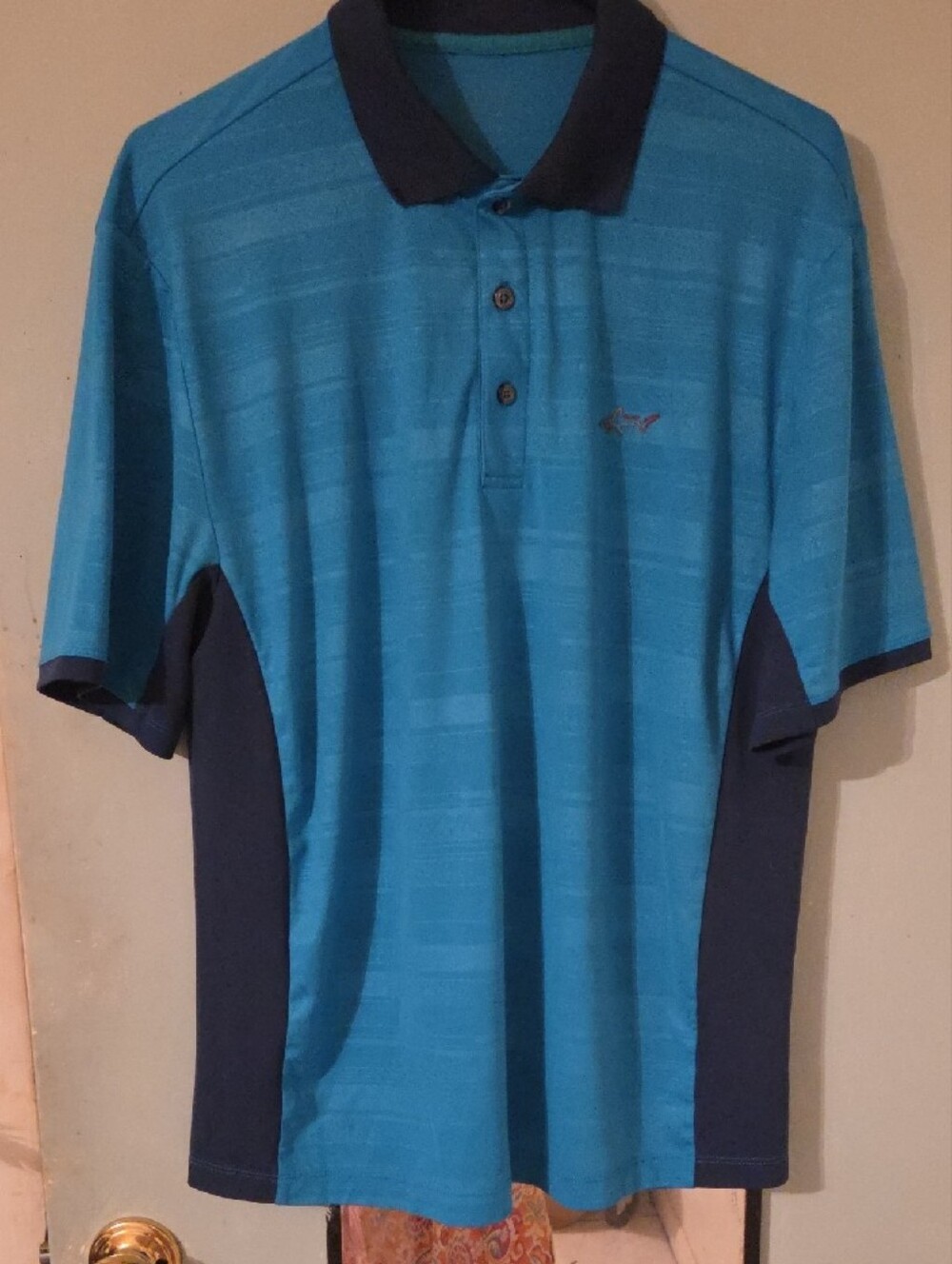 Polo by Ralph Lauren Teal Polo with Brown Trim and Shark Motif